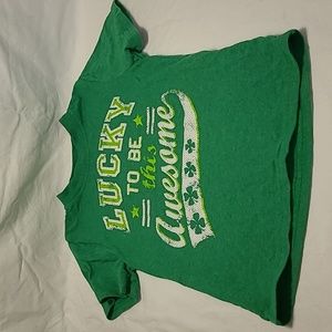 💥5/$25 St. Patrick Day Shirt Boys Size 5 Green Short Sleeve Shirt Top